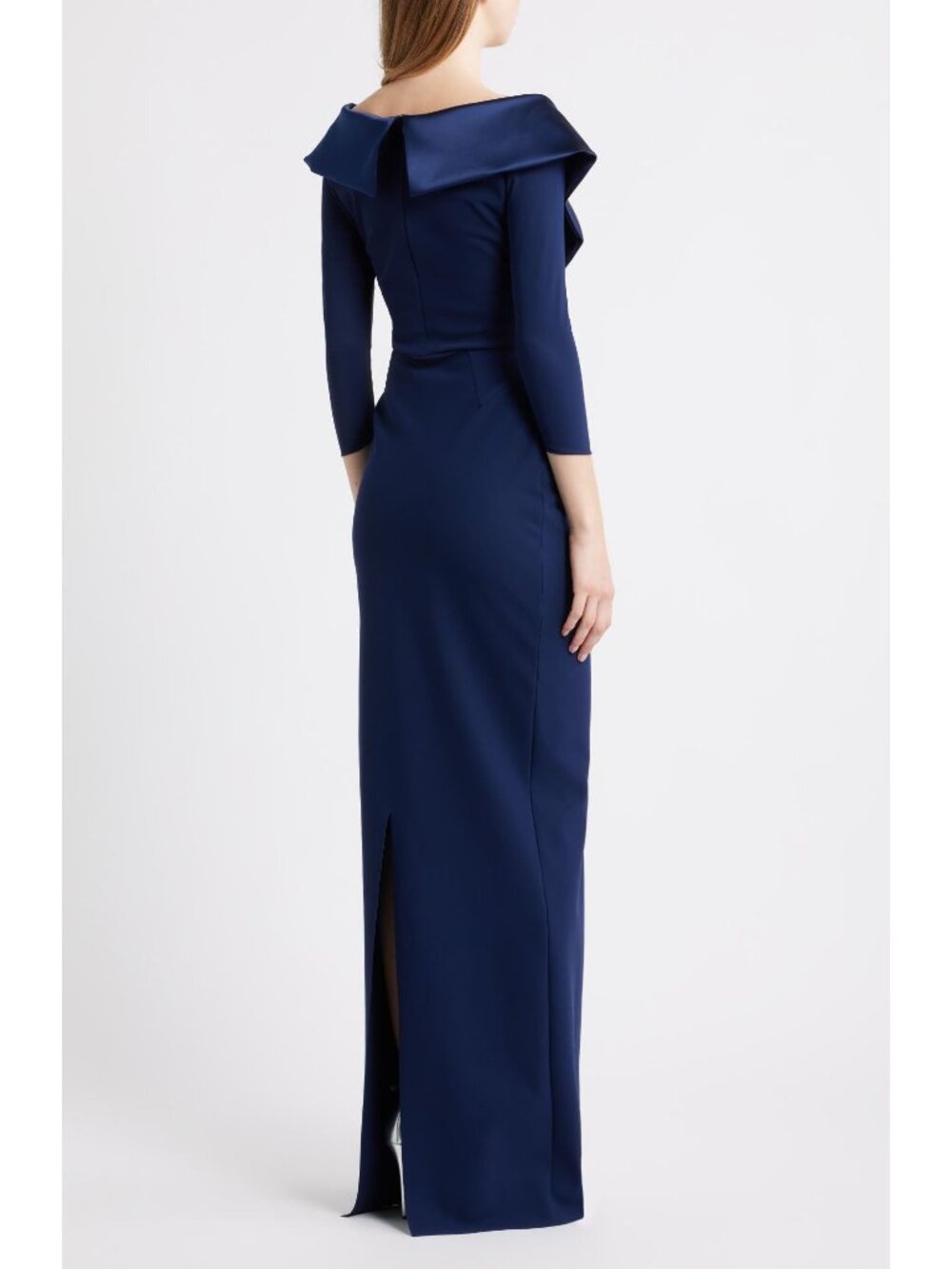 🆕CHIARA BONI Suli Ra Wrap Column Gown Dress 6 Navy Blue - Picture 3 of 12